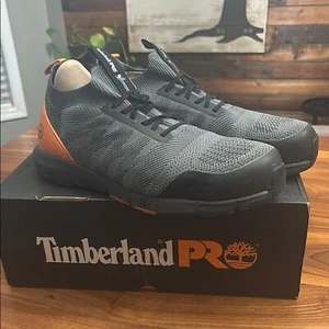 Timberland Pro Orange Gray Radius Knit Slip On Composite Safety Toe Shoe Size 14 - Picture 1 of 13