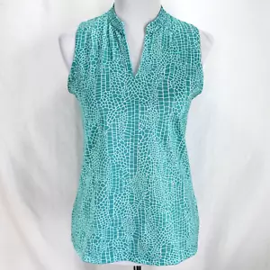 Nike Dri Fit Sleeveless Top Womens S Teal White Print V Neck Golf Tennis Shirt - Picture 1 of 7