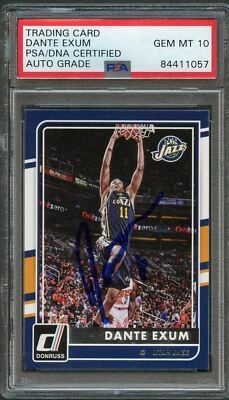 Tarjeta firmada por Dante Exum 2015-16 Donruss Basketball #191 automática 10 PSA losa jazz Foto 1 de 2
