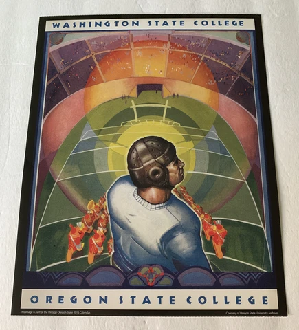 Oregon State Beavers v Washington St Football 1930 Program Poster Print 14”x11” Cover