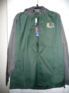 NWT CHAMPION MIAMI HURRICANES PACKABLE JACKET GREEN / GRAY  SIZE LARGE - Picture 1 of 8