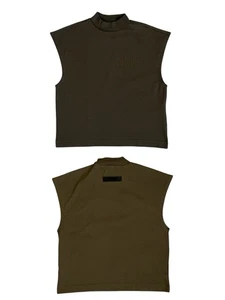 Essentials Fear Of God Unisex Kids T-Shirt Sleeveless Oversized Green Size 6/7 - Picture 1 of 14