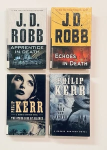 J.D. ROBB & PHILIP KERR Large Print Ex-Library Novels Lot Of 4 - Imagen 1 de 2