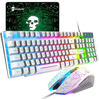 Wired Gaming Keybaord and Mouse Set,Rainbow LED Backlit, Free Mousepad,104 Keys - Image 1 of 4