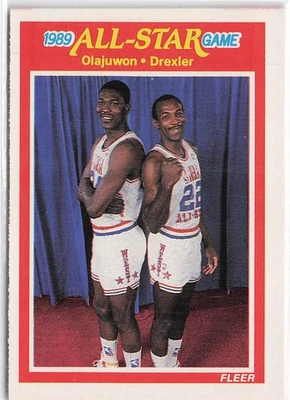 1989-90 Fleer #164 Akeem Olajuwon / Clyde Drexler AS - Image 1 of 2