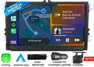CAM+DAB+Apple Carplay 9" Android 14 Autoradio GPS Navi DSP Für VW Golf CC Tiguan - Bild 1 von 23