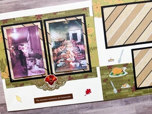 Páginas de álbum de recortes de Acción de Gracias, páginas familiares prefabricadas, diseños de álbum de recortes familiar - Imagen 1 de 11