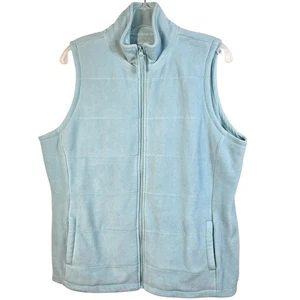 Lands' End Fleece Vest Women's 1X Aqua Blue Outdoorcore Hiking Gorpcore Casual - Picture 1 of 9