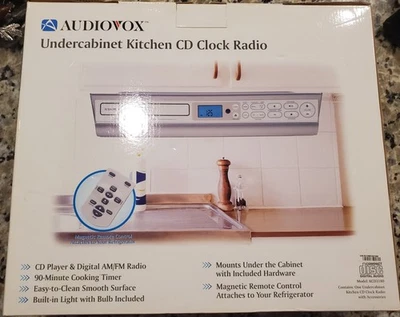 NEW Audiovox KCD3180 Undercabinet Kitchen CD Clock Radio, NIB (New In Box) - Image 1 of 4