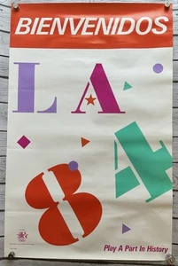 Los Angeles 1984 USA Jeffries Olympics VINTAGE Bienvenidos Poster 80s Sports #2 - Picture 1 of 9