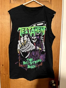 Testament Metal Band Tour Shirt Medium Used Black Sleeveless - Picture 1 of 2