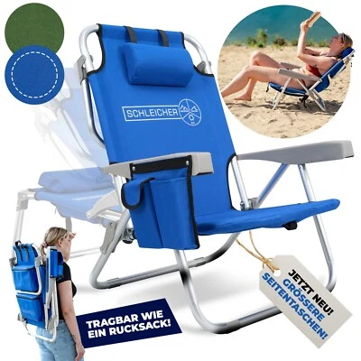 Schleicher - Ultraleichter Campingstuhl Strandstuhl klappbar Kühlfach Rucksack