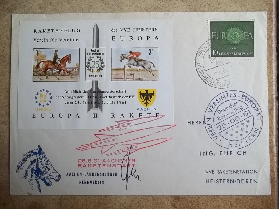 RAKETENPOST TOP-BELEG / ANSEHEN 200% LOHNT / AACHEN 1961 SO.-STEMPEL VIGNETTE !! - Bild 1 von 1