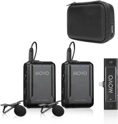 Movo EDGE-DI-DUO Wireless Lavalier Microphone System for iPhone, Lightning, iOS - Image 1 of 4