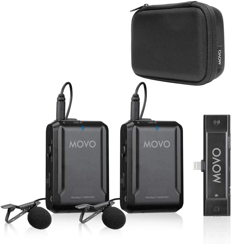 Movo EDGE-DI-DUO Wireless Lavalier Microphone System for iPhone, Lightning, iOS - Image 1 of 4