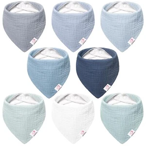 Muslin Baby Bibs 8 Pack 100% Cotton Baby Bandana Drool Bibs for Unisex Baby G... - Picture 1 of 9