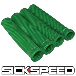 4 PC GREEN SPARK PLUG WIRE PROTECTOR/INSULATOR SHIELD SLEEVE/BOOT 1" INCH A - Picture 1 of 1