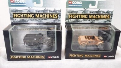 2 Vtg Corgi Fighting Machines Half Track Tour of Duty/ Kubelwagen German Afrika  - Image 1 of 4