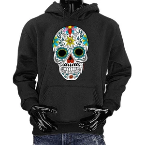 Sugar Skull Floral Fleece Graphic Pullover Hoodie - Bild 1 von 9