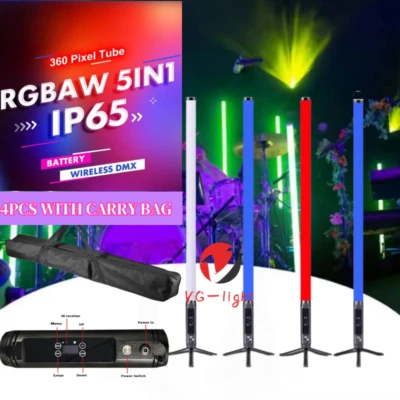 4pc 360° Tubes Dmx Wireless Battery Pixel Led Tube Light for Dj Stage Lights - Image 1 of 4