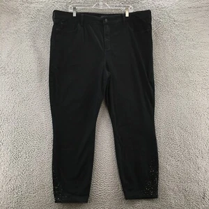 NYDJ Ankle Jeans Womens 20W (actual 43x28) Black Cotton Blend High Rise Studded - Picture 1 of 23