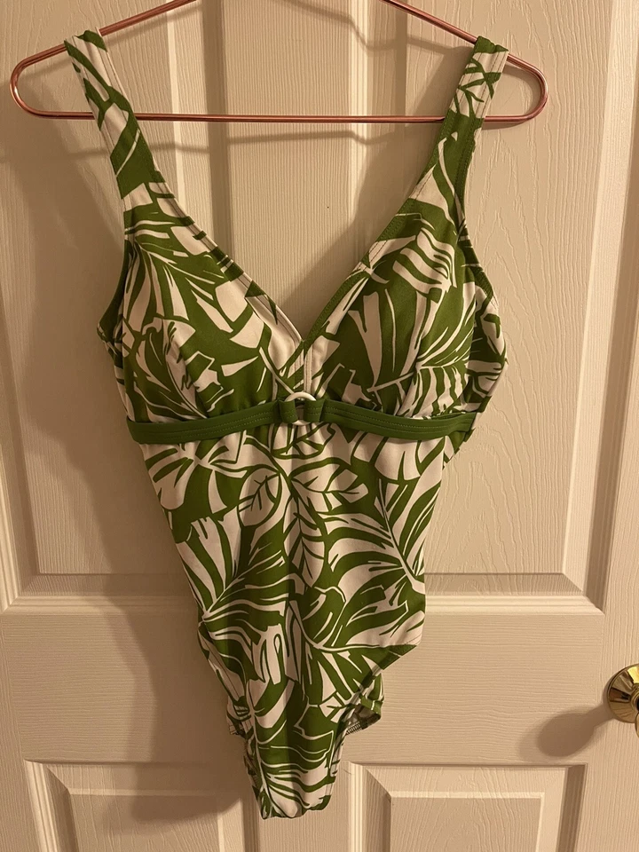 Traje de baño de una pieza Baltex Maillot Body floral verde blanco talla 10 D floral años 90 de colección Foto 1 de 4