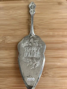 VTG Silver Plate Cake Pie Server 1999 Happy Holidays Embossed 11” - Picture 1 of 13