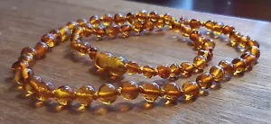 100% GENUINE BALTIC AMBER ADULT NECKLACE 45CM COGNAC - jewellery FREE POST - Picture 1 of 7