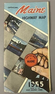 Folleto de hoja de ruta vintage de Maine 1955 - Imagen 1 de 8