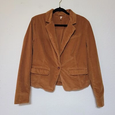 Free People Size 8 Heidi Corduroy Retro Blazer Jacket Orange Brown Tan Rust  - Image 1 of 4