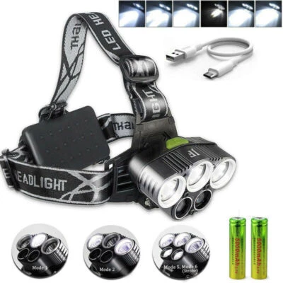 MARKENLOS Super Hell 100000LM CREE LED stirnlampe USB SCHEINWERFER Kopflampe TASCHENLAMPE
