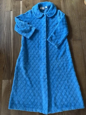 Vintage Robe Large Fuzzy Sears At Home Wear Circa 70s Sky Blue Housecoat Pockets - Image 1 of 4