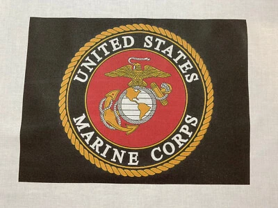 1 United States Marine Corp Quilt Block “ Veteran Military Fabric Seal Logo 2
