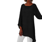 Cotton Linen Women Long Sleeve T Shirt Ladies Casual Kaftan Baggy Tops Size 8-20