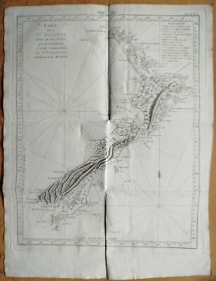 Gran Mapa Importante de Nueva Zelanda - Mapa Original J. Cook - 1774 Foto 1 de 2