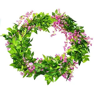 4Pcs Pink Garland Fake Hanging Flowers Vine for Home Garden Arch Floral Decor - Picture 1 of 4