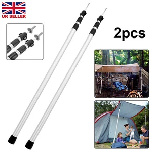2x Tent Poles Universal Telescopic Adjustable Awning Tent Canopy Tarp Pole Q9H0 - Picture 1 of 12