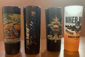 (4) Gafas de chupito Harley Davidson~SAN DIEGO~TAYLOR MICHIGAN~++ - Imagen 1 de 5