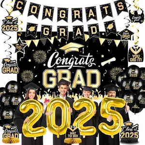 Graduation Decorations 2025 Gold Themed, Graduation Party Decorations Class of 2 - Picture 1 of 12