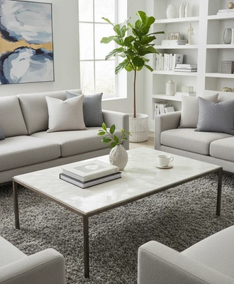 Stunning Natural Stone Coffee Table - Handcrafted Unique Design | Contemporary - Image 1 of 4