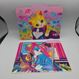 Lotto di 2 cartelle portadocumenti gatto vintage Lisa Frank Miss Furonica - Foto 1 di 11