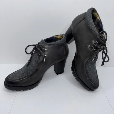 Pikolinos Boots Womens Size 8.5 39 Gray Connelly W3E-7609c1 Lead Block Heel Tie - Image 1 of 4