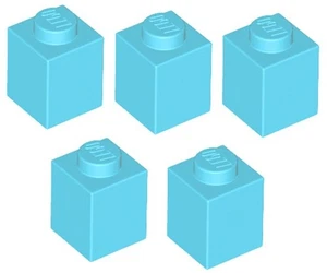 LEGO 5 New Bricks Medium Azure 1 x 1 Stud Mosaic Block Building Part 3005 TQ - Picture 1 of 2