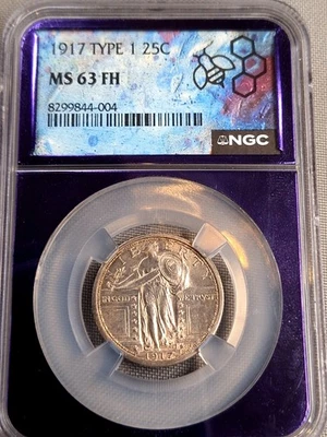 Cuarto de dólar Standing Liberty 1917 25c tipo 1 NGC MS 63 FH Foto 1 de 4