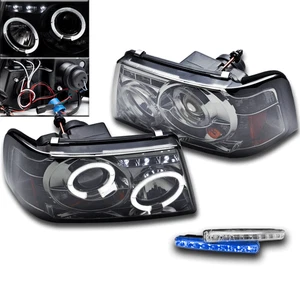 FORD 2001-2011 RANGER PICKUP TRUCK SMOKE HALO PROJECTOR LED HEADLIGHTS+ BLUE DRL - Bild 1 von 2