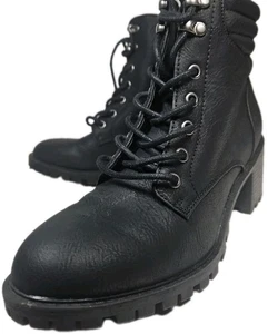 Rue 21 Women Combat Lace-Up Heel Boot 7 | Zip Street Grunge Y2K Vibe Chunky[5B - Picture 1 of 24