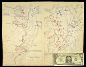 Vintage Battle Antietam Map Sept 17 1862 Planning Reconnaissance McClellan Lee - Picture 1 of 12