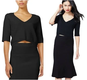 RACHEL ROY  CROPPED V - NECK HI - LO HEM  TOP SWEATER  BLOUSES  Sz S  NWT  $ 79  - Picture 1 of 3