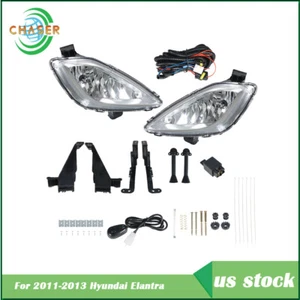 Pair Front Bumper Fog Driving Lights Clear Lamp For 2011-2013 Hyundai Elantra - Picture 1 of 8