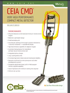 Supporto Gomito per CEIA CMD Compatto Militare Metal Detector Militare [D1S3] - Foto 1 di 7